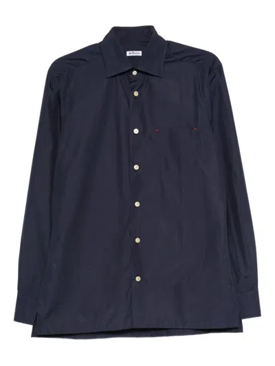 Kiton Button-down Shirt Pocket In Blue