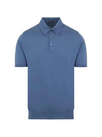 Kiton Cotton Polo Shirt Pointed Collar In Blue