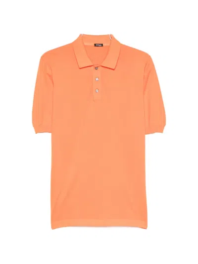 Kiton Buttoned Polo Shirt In Orange