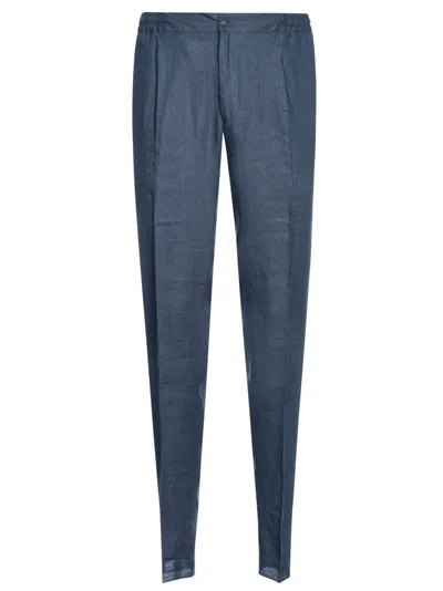 Kiton Buttoned Trousers In Blue