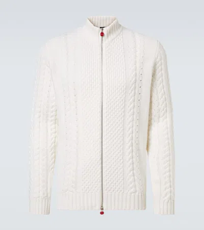 Kiton Cable-knit Cashmere Cardigan In Neutral