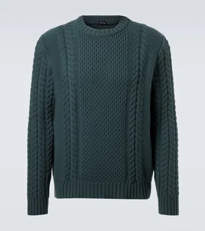 Kiton Cable-knit Cashmere Sweater In Green