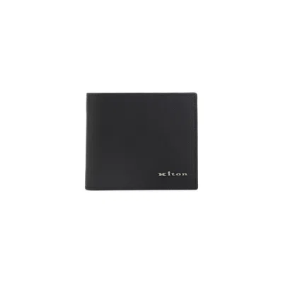 Kiton Calf Leather Wallet With Refined Texture In Black