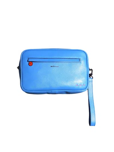 Kiton Calfskin Clutch Bag In Blue