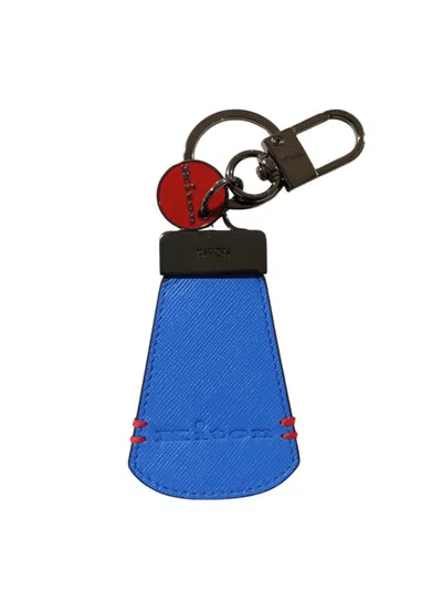 Kiton Calfskin Key Ring In Blue