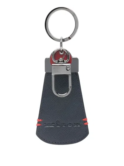 Kiton Calfskin Key Ring In Blue