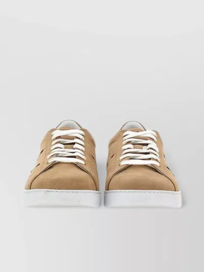 Kiton Calfskin Sneakers Maxi Stitching In Gold