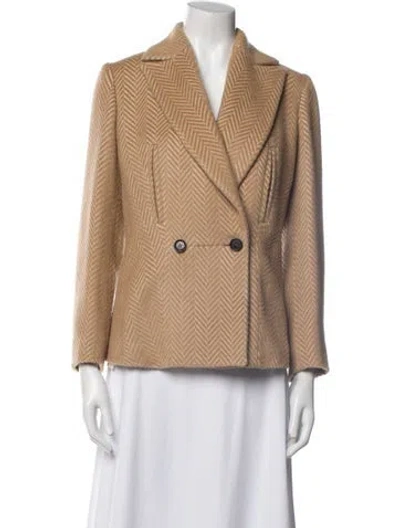 Pre-owned Kiton Camel Hair Striped Blazer In Neutral