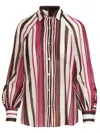Kiton Striped Collar Long Sleeve Shirt In Pink