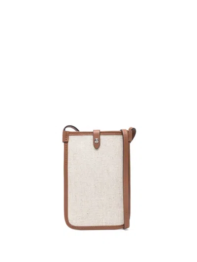 Kiton Canvas Phone Holder In Neutrals