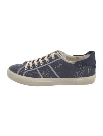 Pre-owned Kiton Canvas Printed Sneakers In Blue