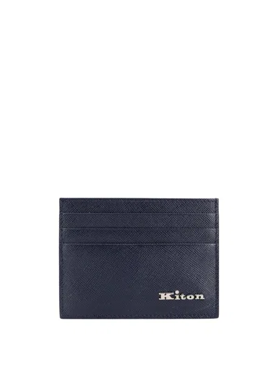 Kiton Saffiano Leather Bi-fold Wallet In Black
