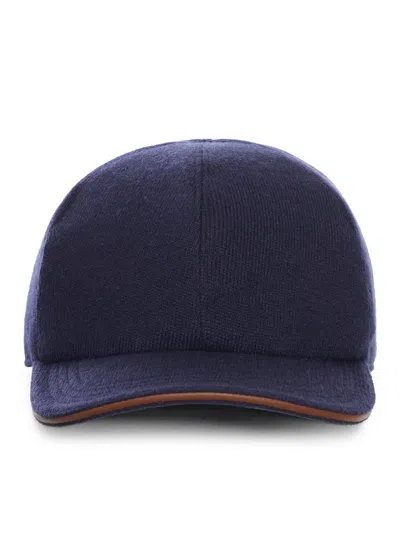 Kiton Cashmere Baseball Hat In Blue