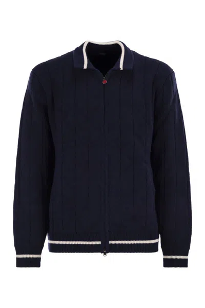 Kiton Cashmere Bomber Jacket In Blue