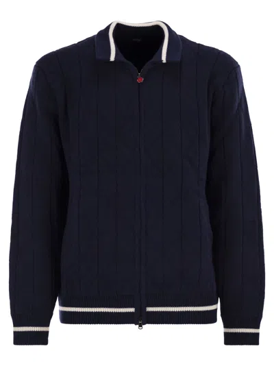 Kiton Cashmere Bomber Jacket In Blue