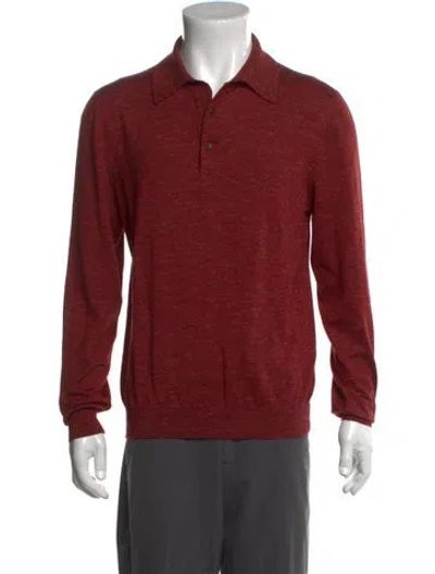 Pre-owned Kiton Cashmere Collar Polo Shirt In Red