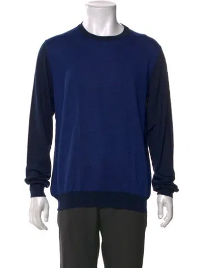 Pre-owned Kiton Cashmere Colorblock Pattern Pullover In Blue