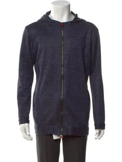 Pre-owned Kiton Cashmere Crew Neck Hoodie In Blue