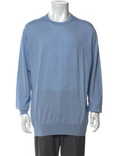 Pre-owned Kiton Cashmere Crew Neck Pullover In Blue