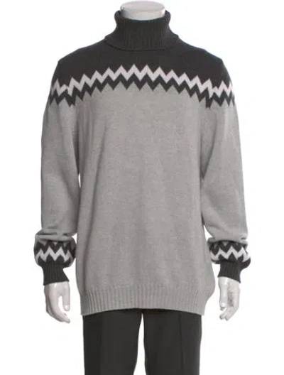 Pre-owned Kiton Cashmere Graphic Print Pullover In Gray