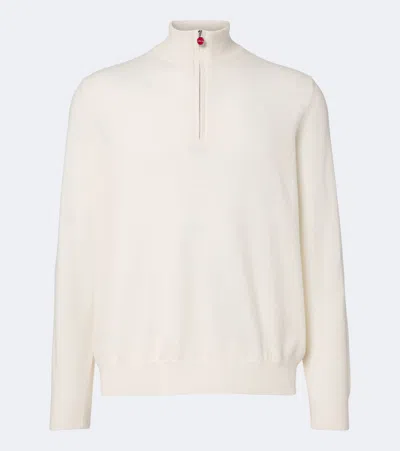 Kiton Cashmere Half-zip Sweater In White