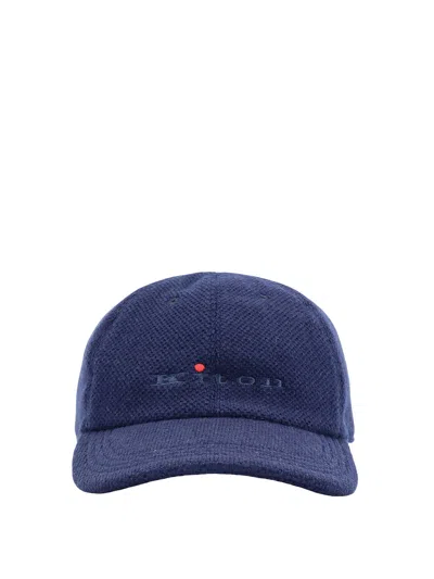 Kiton Cashmere Hat With Logo In Blue