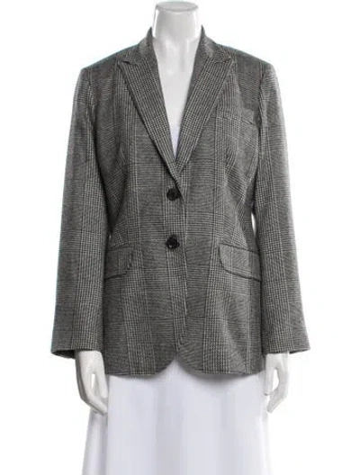 Pre-owned Kiton Cashmere Houndstooth Print Blazer In Gray