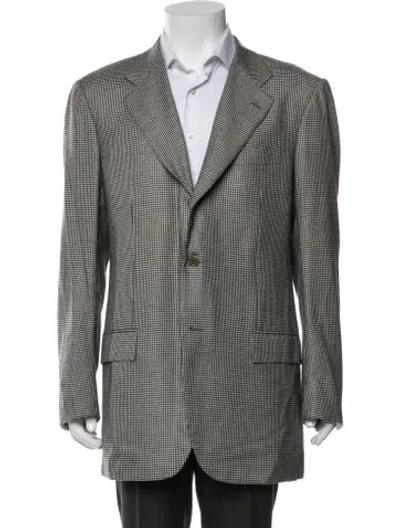 Pre-owned Kiton Cashmere Houndstooth Print Blazer In Multicolor