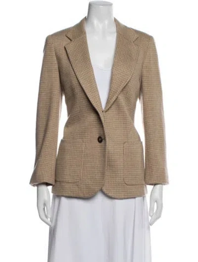 Pre-owned Kiton Cashmere Houndstooth Print Blazer In Neutral