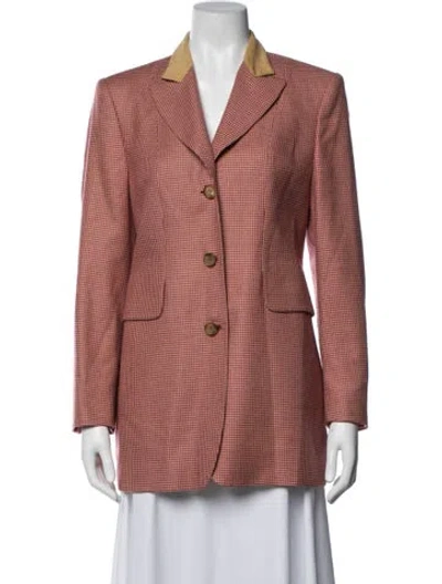 Pre-owned Kiton Cashmere Houndstooth Print Blazer In Neutrals/red