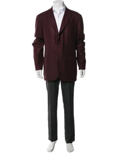 Pre-owned Kiton Cashmere Houndstooth Print Blazer In Purple