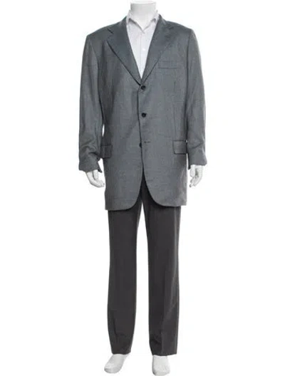 Pre-owned Kiton Cashmere Houndstooth Print Overcoat In Multicolor