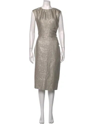 Pre-owned Kiton Cashmere Knee-length Dress In Metallic/neutrals