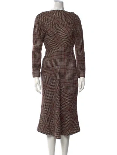 Pre-owned Kiton Cashmere Midi Length Dress In Brown