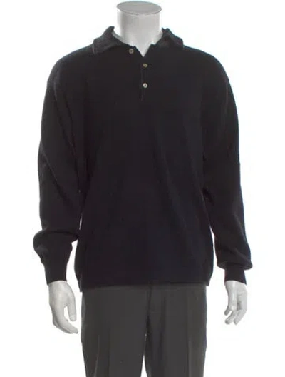 Pre-owned Kiton Cashmere Mock Neck Polo Sweater In Black