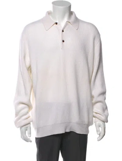 Pre-owned Kiton Cashmere Mock Neck Polo Sweater In Neutral