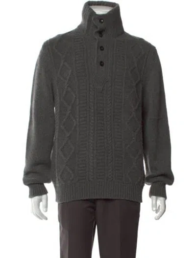 Pre-owned Kiton Cashmere Mock Neck Pullover In Gray