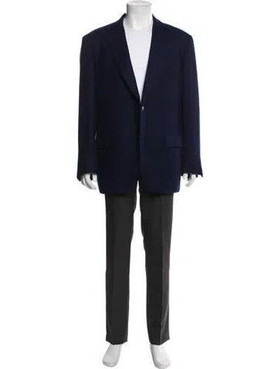 Pre-owned Kiton Cashmere Overcoat In Blue