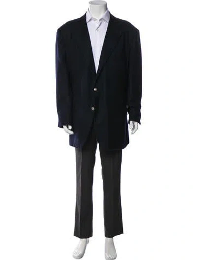 Pre-owned Kiton Cashmere Overcoat In Blue