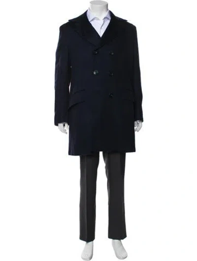 Pre-owned Kiton Cashmere Overcoat In Blue