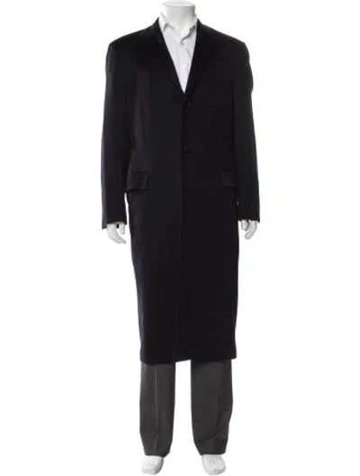 Pre-owned Kiton Cashmere Overcoat In Blue