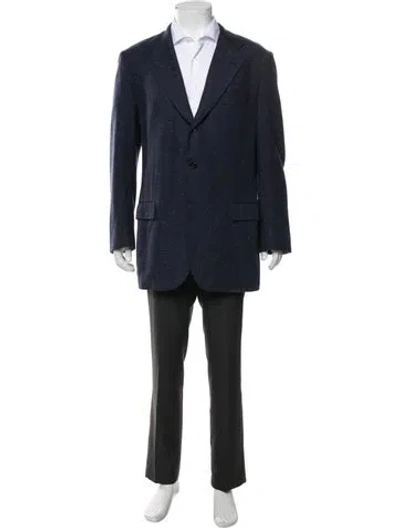 Pre-owned Kiton Cashmere Overcoat In Blue