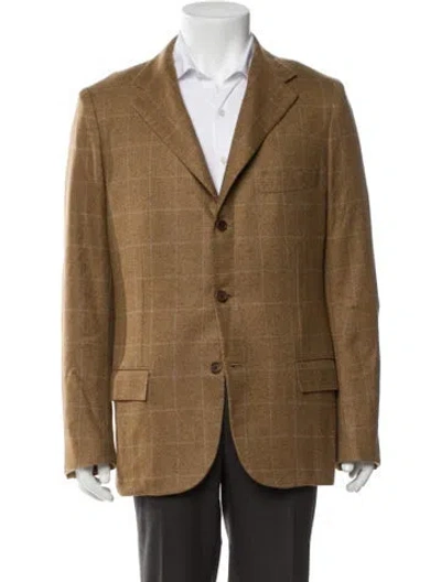 Pre-owned Kiton Cashmere Peacoat In Neutral