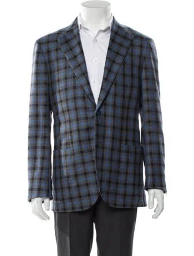 Pre-owned Kiton Cashmere Plaid Print Blazer In Black