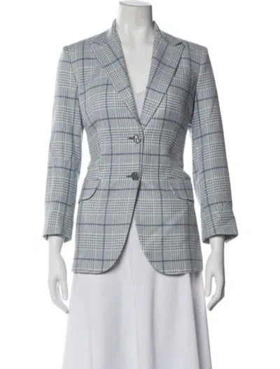 Pre-owned Kiton Cashmere Plaid Print Blazer In Blue