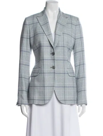 Pre-owned Kiton Cashmere Plaid Print Blazer In Blue