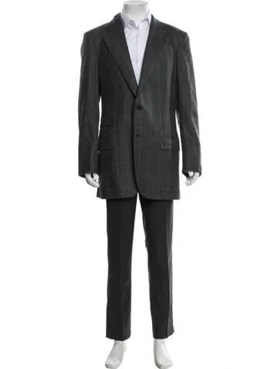 Pre-owned Kiton Cashmere Plaid Print Blazer In Blue