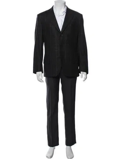 Pre-owned Kiton Cashmere Plaid Print Blazer In Blue