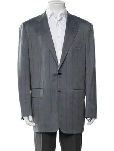 Pre-owned Kiton Cashmere Plaid Print Blazer In Blue