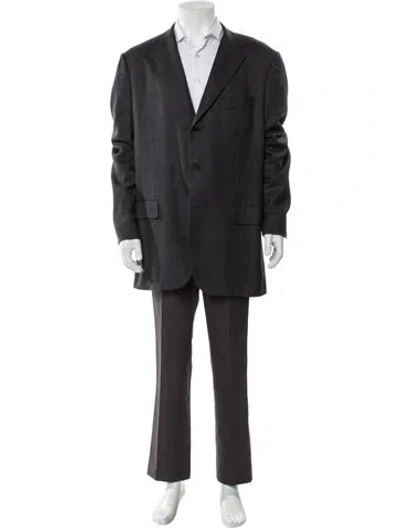 Pre-owned Kiton Cashmere Plaid Print Blazer In Gray